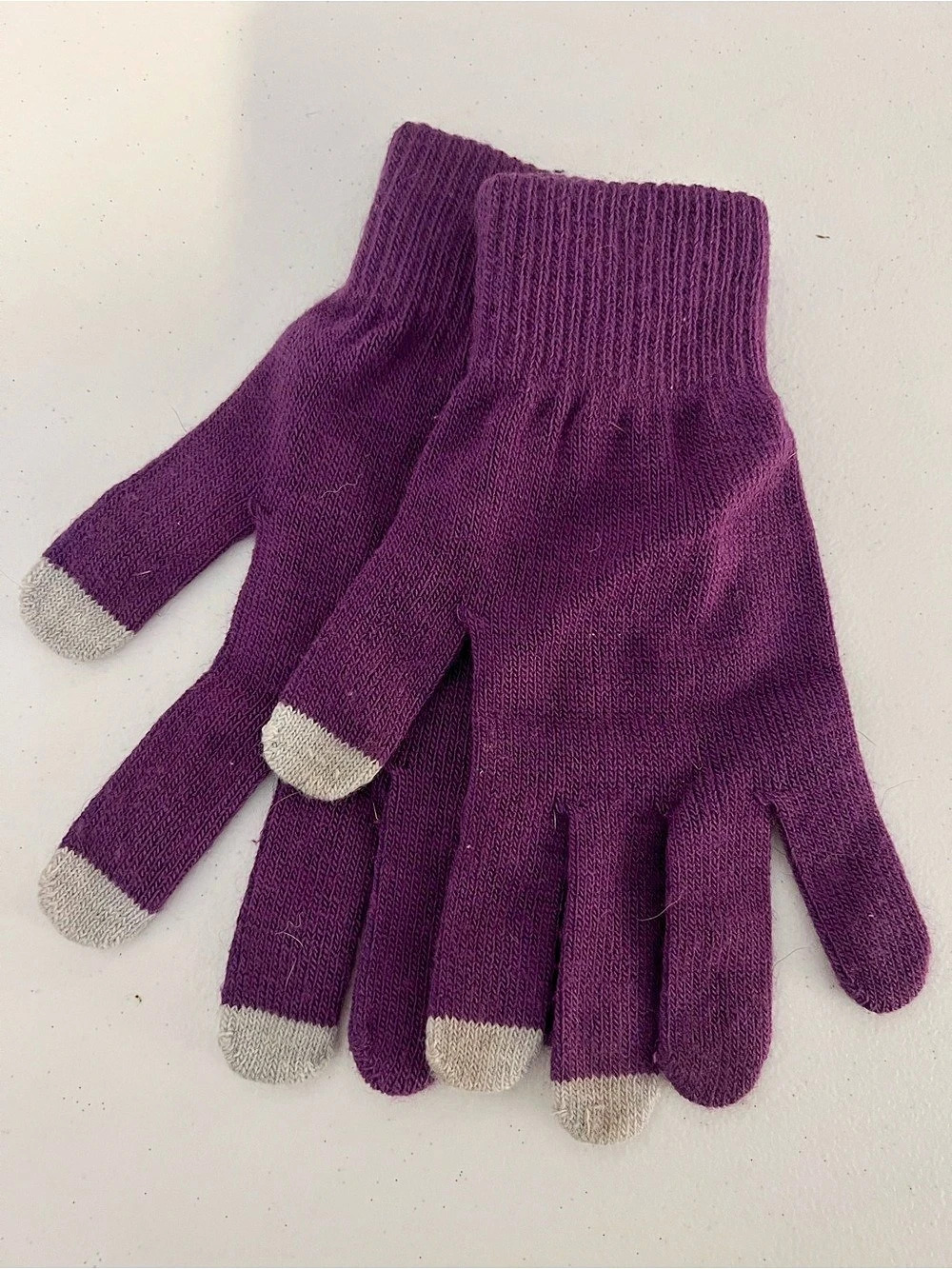 Purple & Gray Knit Gloves